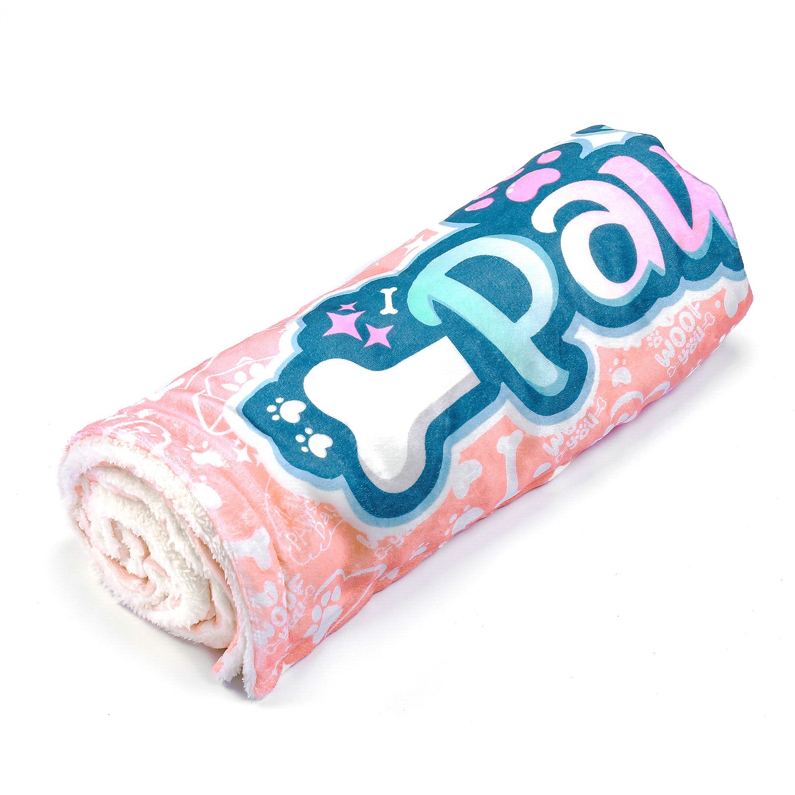 Pink blanket branding on a white background