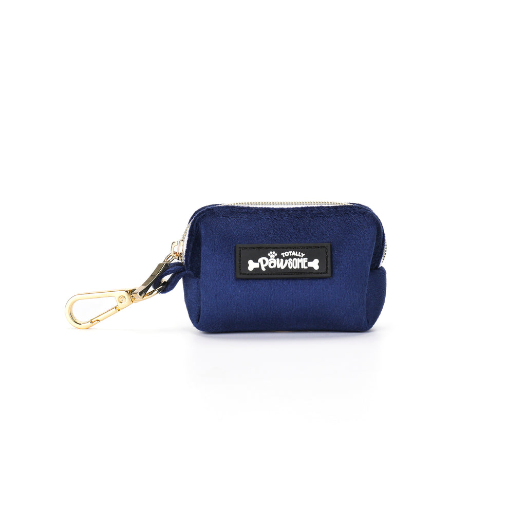 Navy Velvet Poop Bag Holder