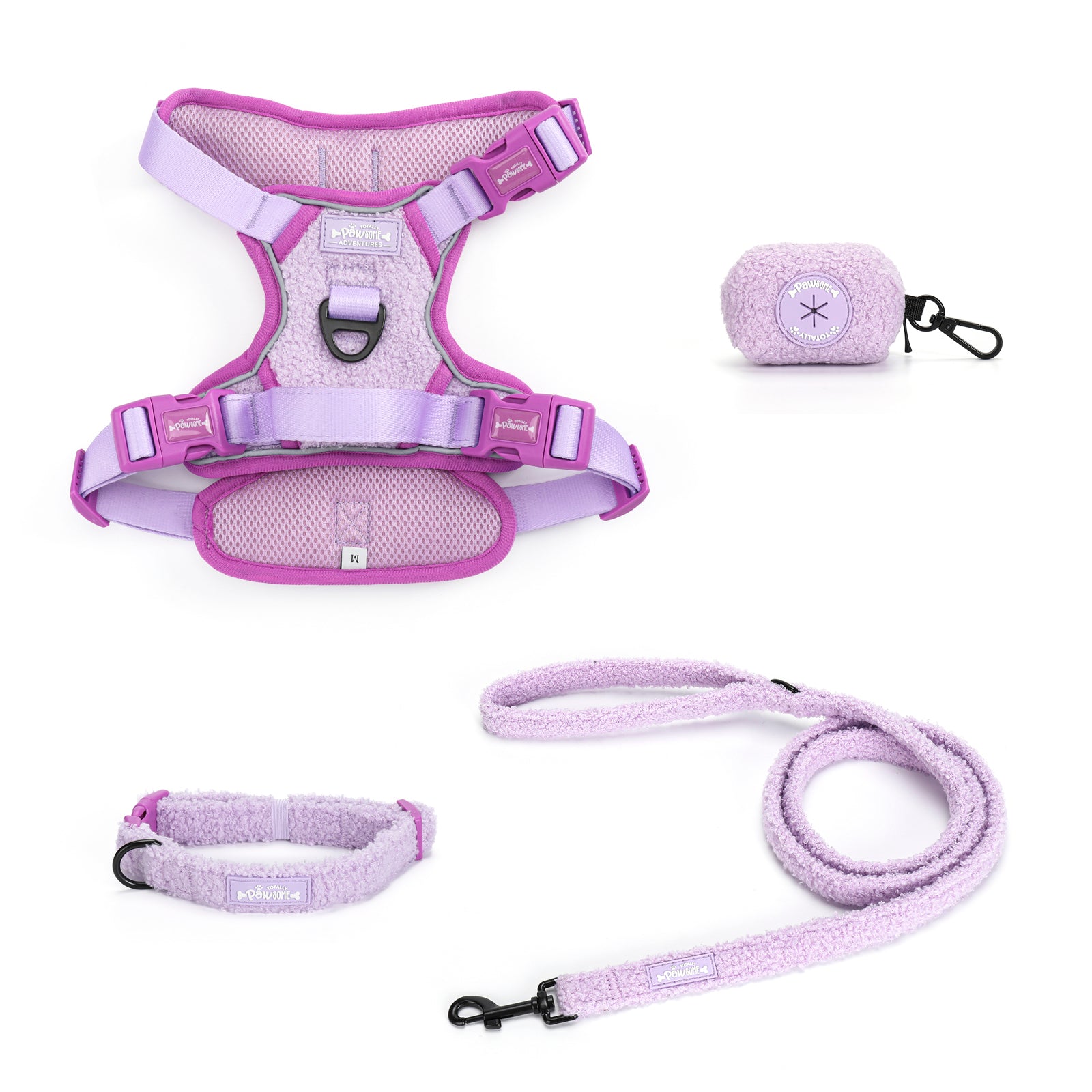Purple Haze Teddy - TP Adventures - 4 piece Bundle - Dog Harness, Collar, Lead & Poop Bag Holder