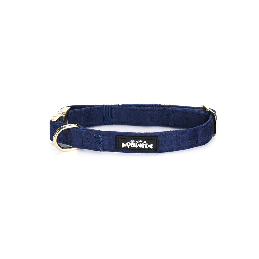 Navy Velvet Dog Collar