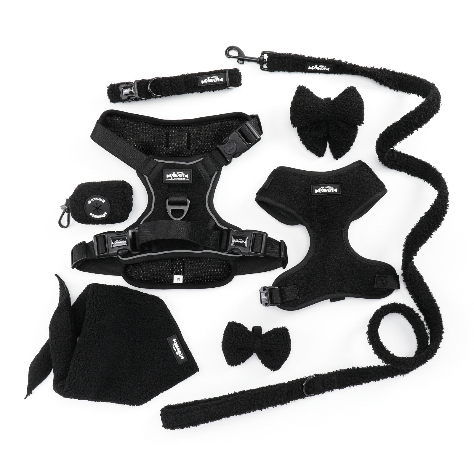 Black Magic Teddy - TP Adventures - 4 piece Bundle - Dog Harness, Collar, Lead & Poop Bag Holder