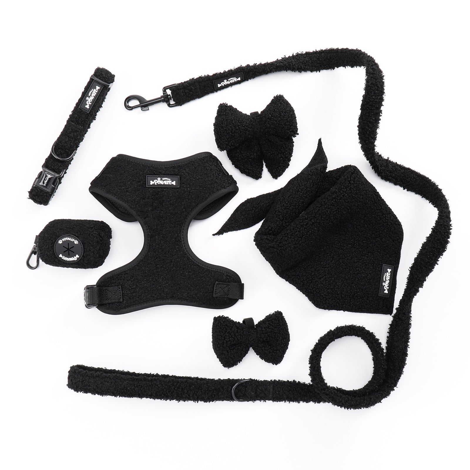 Black Magic Teddy - TP Adventures - 4 piece Bundle - Dog Harness, Collar, Lead & Poop Bag Holder