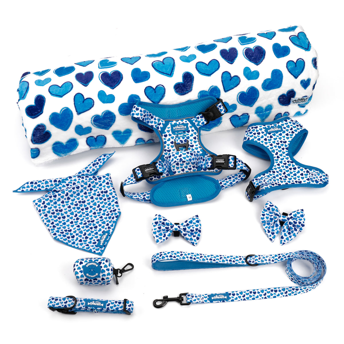 Blue-tiful Love TP Adventures - 4 Piece Bundle - Dog Harness, Collar, Lead & Poop Bag Holder