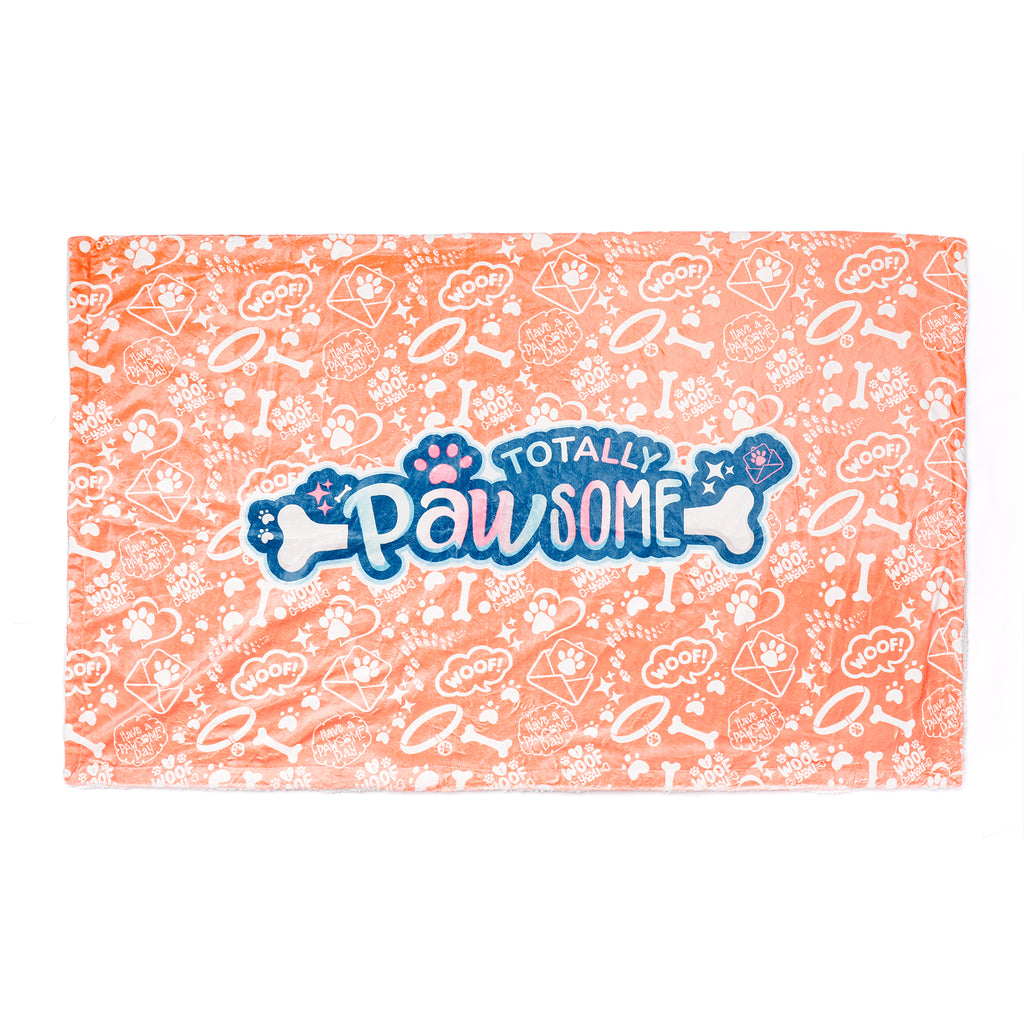 Orange Sunburst Paws - Totally Pawsome Fleece Blanket