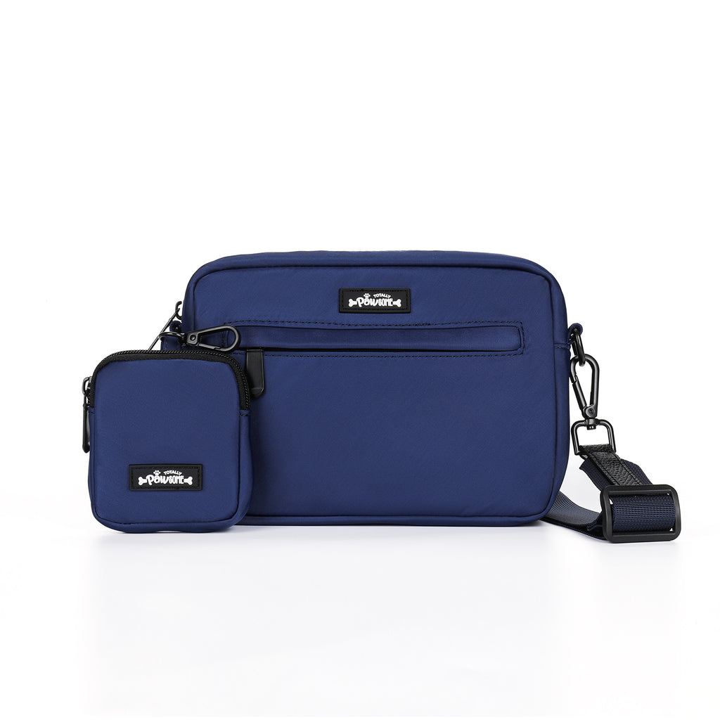 Navy Dog Walking Bag with Treat Pouch & Navy Strap