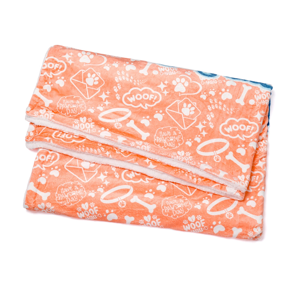 Orange Sunburst Paws - Totally Pawsome Fleece Blanket