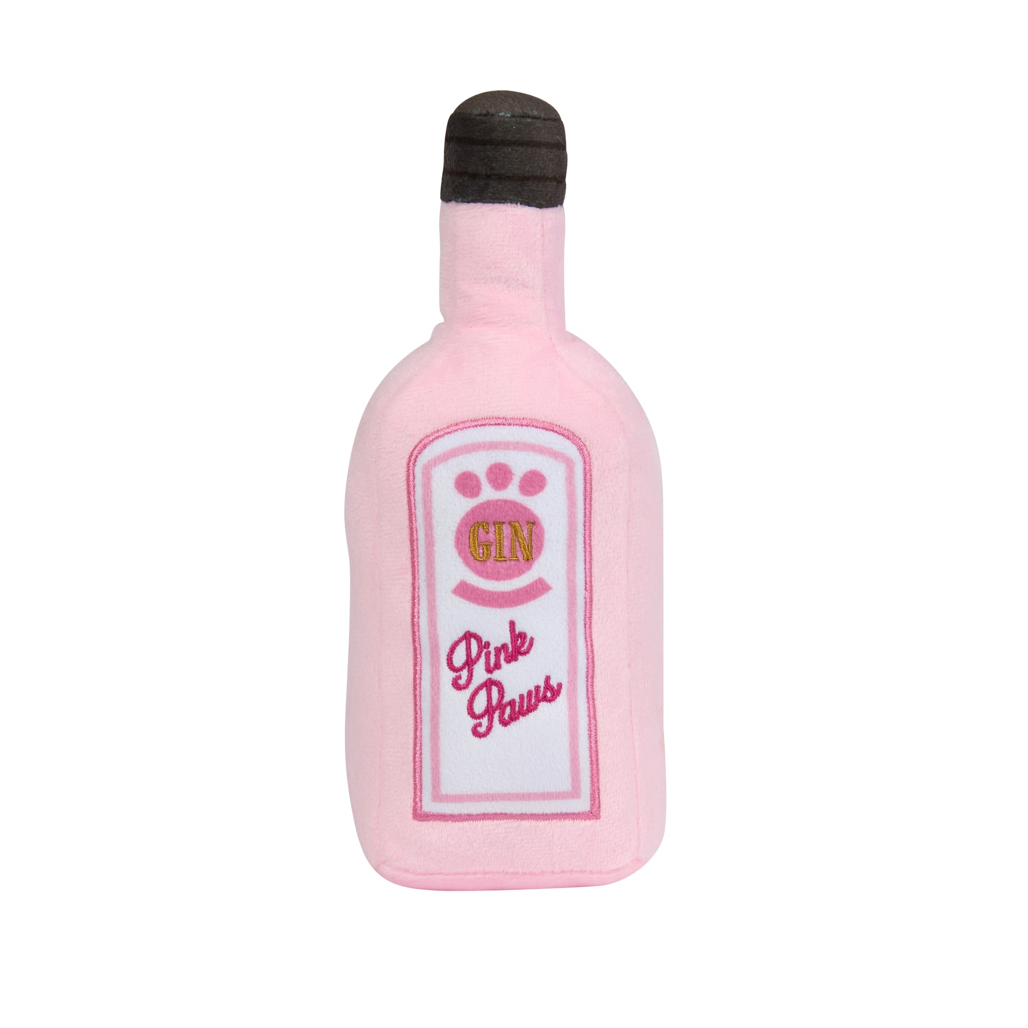 Pink Paws Plush Bottle Christmas Dog Toy