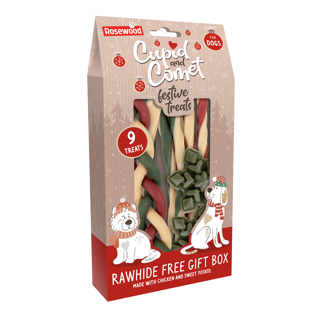 Rosewood Christmas Rawhide Free Gift Box Dog Treats