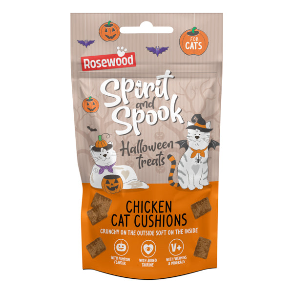 Halloween Rosewood Pumpkin Coated Chicken Cat Cushions 60g