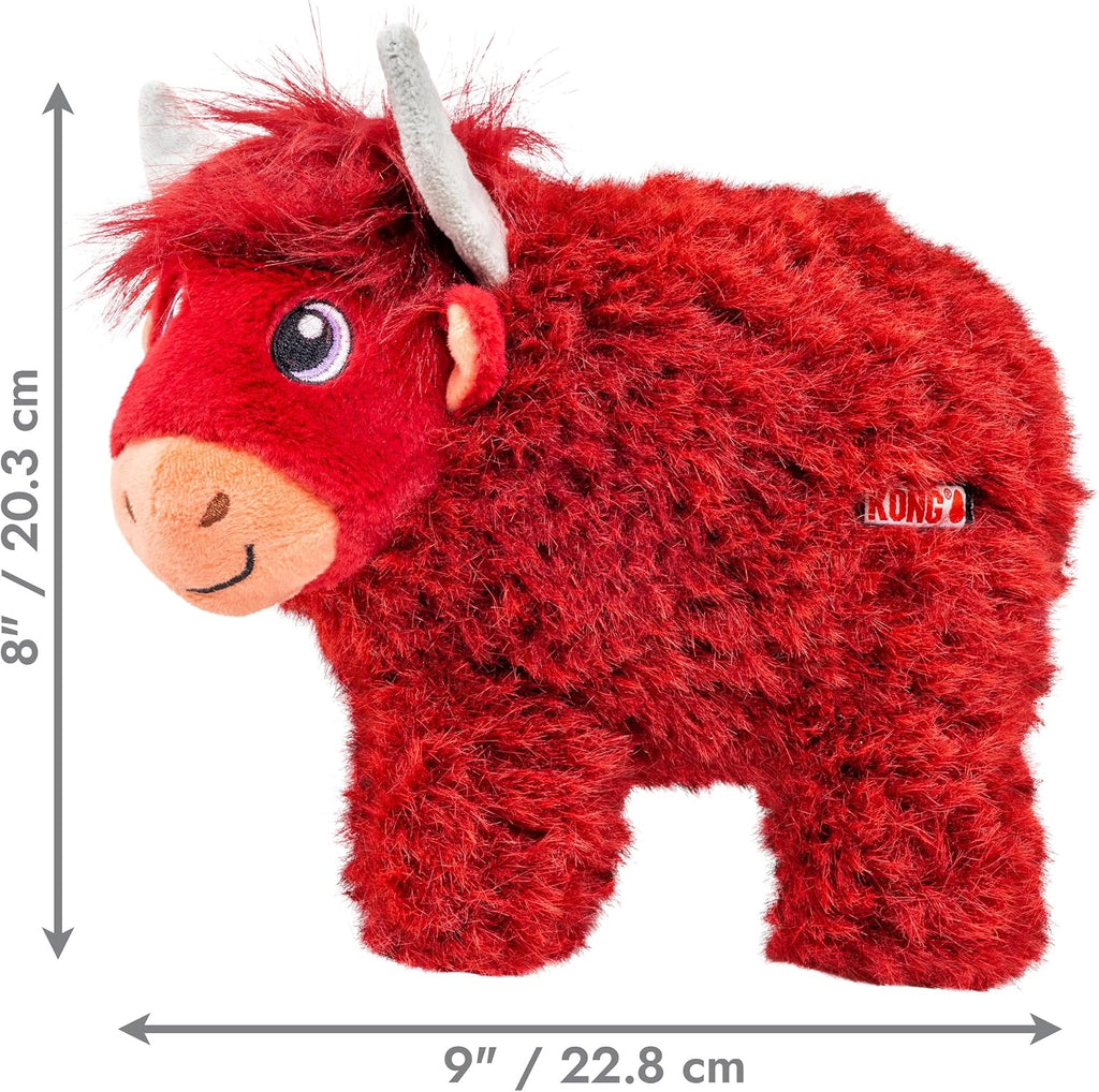 KONG Highland Cow Toughz Durable Soft Chew Toy for Aggressive Chewers, Safe and Interactive for Dogs