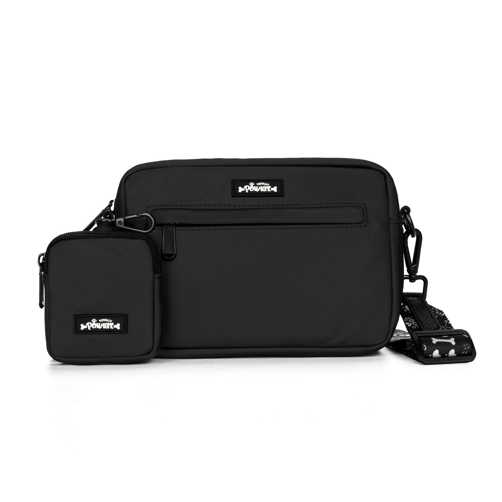 Black Dog Walking Bag with Treat Pouch & Midnight Paws TP Strap