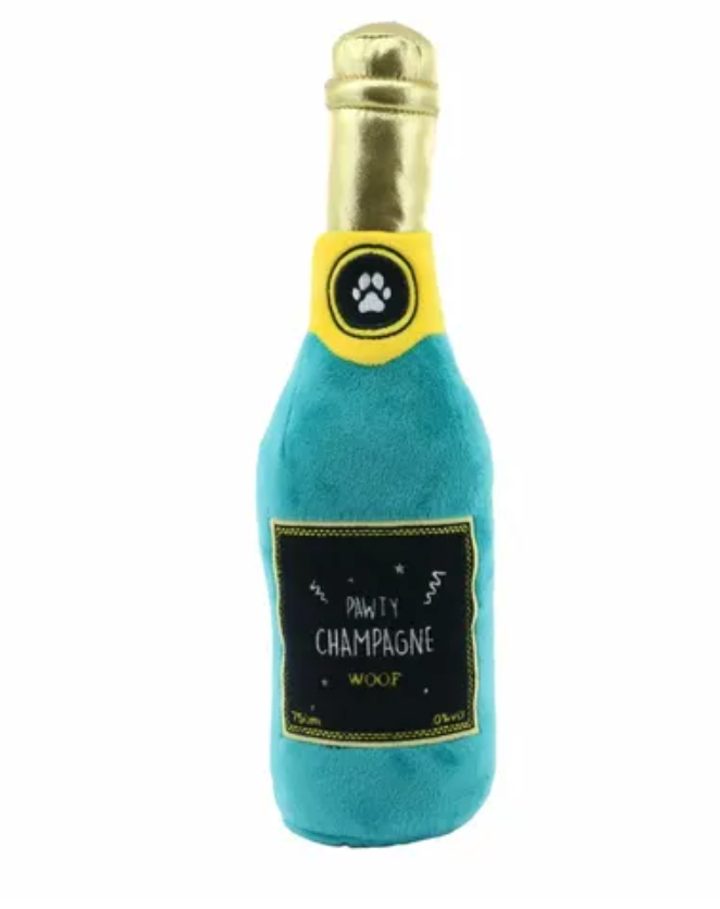 champagne dog toy