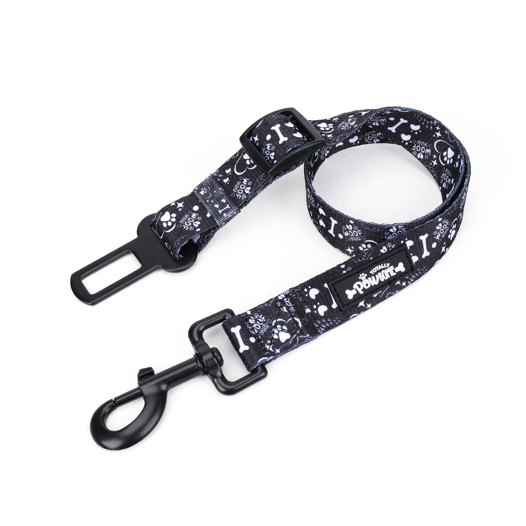 Dog car seat in black and white pattern on a white background