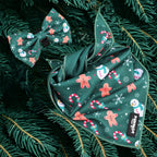 Christmas Gingerbread & Snowman Bowtie & Bandana Set - Totally Pawsome