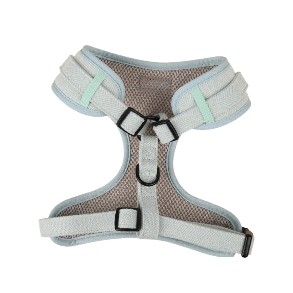 green tweed adjustable neck dog harness