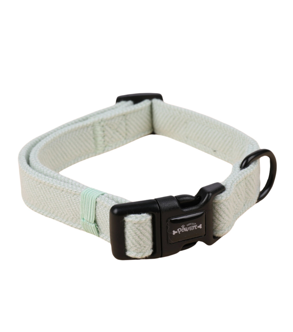 Green Tweed Dog Collar