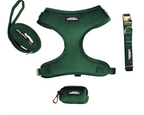 Green Velvet Dog Harness set x 4