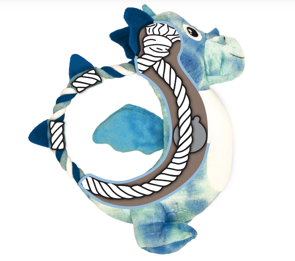 Kong Knots Dragon Dog Toy for Dogs & Puppies - Blue inside