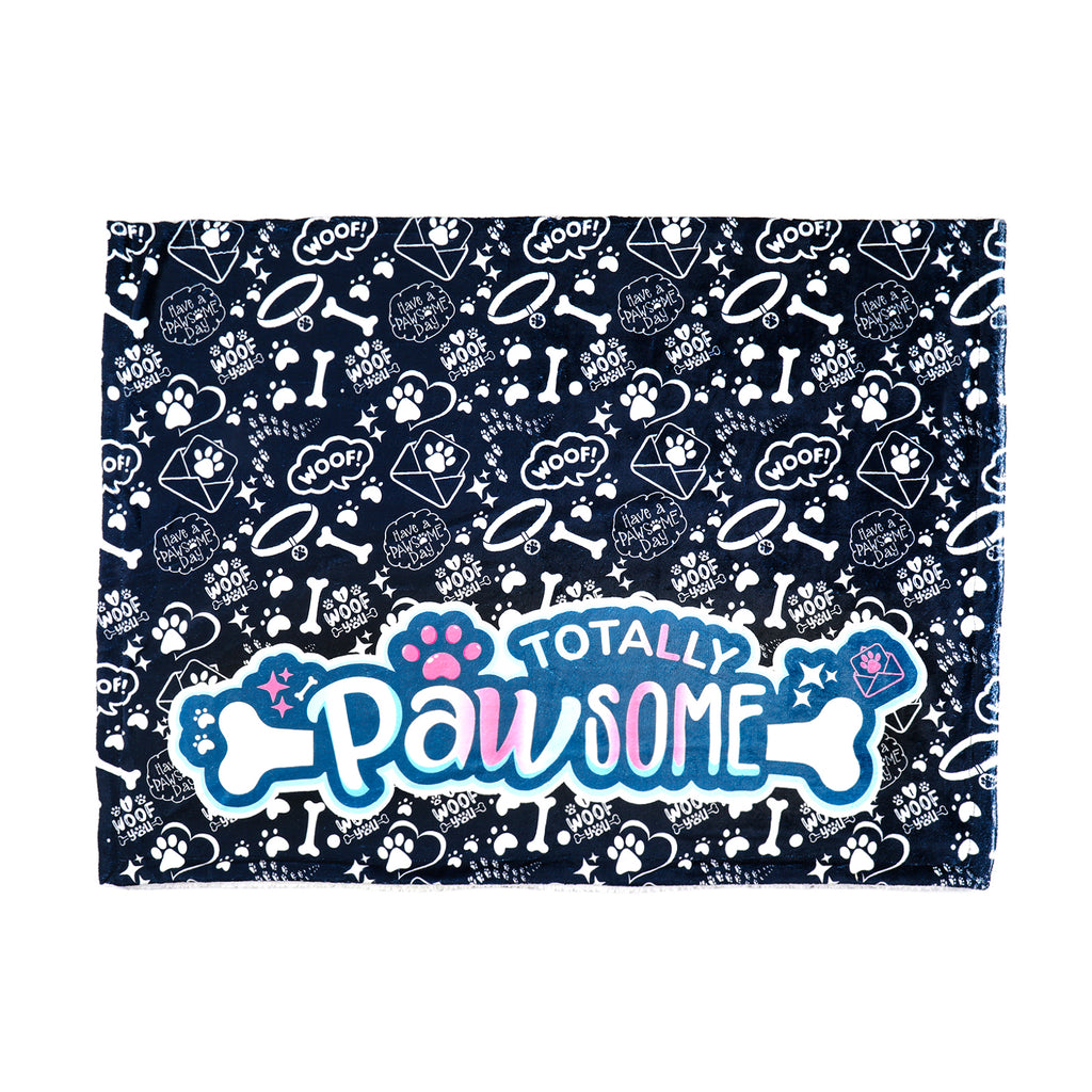 Navy - Totally Pawsome Fleece Blanket