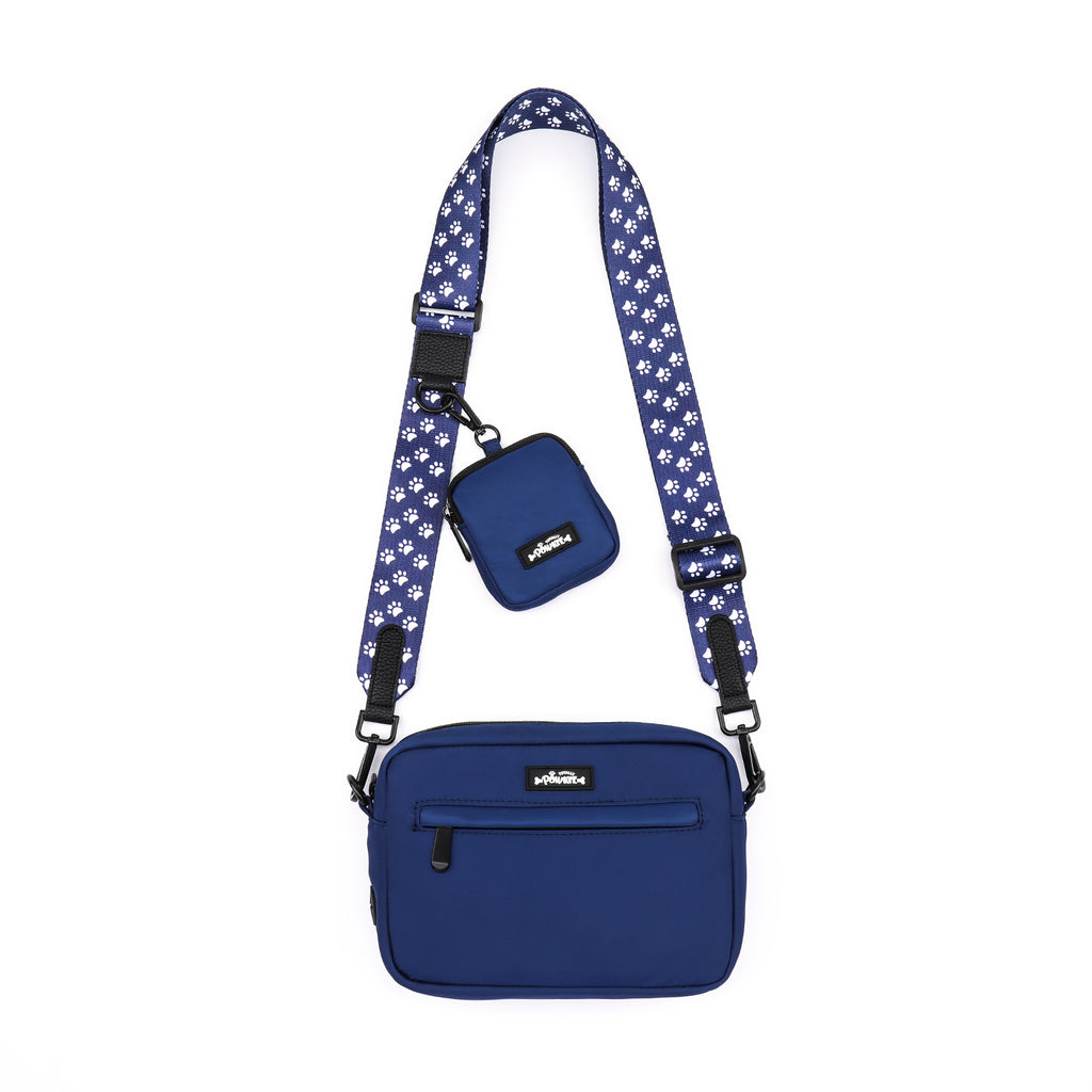 Navy Dog Walking Bag with Treat Pouch & Classy Paws Strap