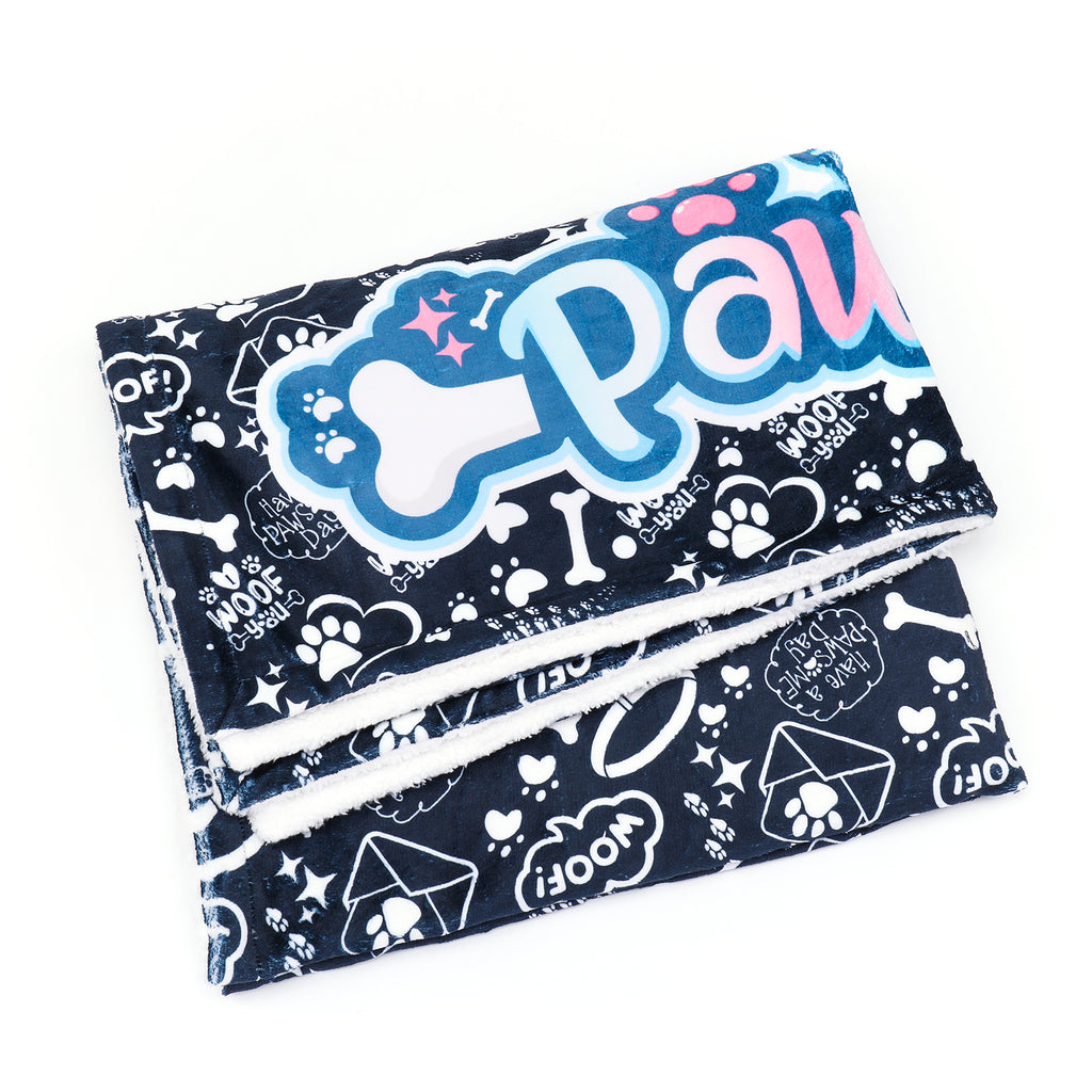 Navy - Totally Pawsome Fleece Blanket