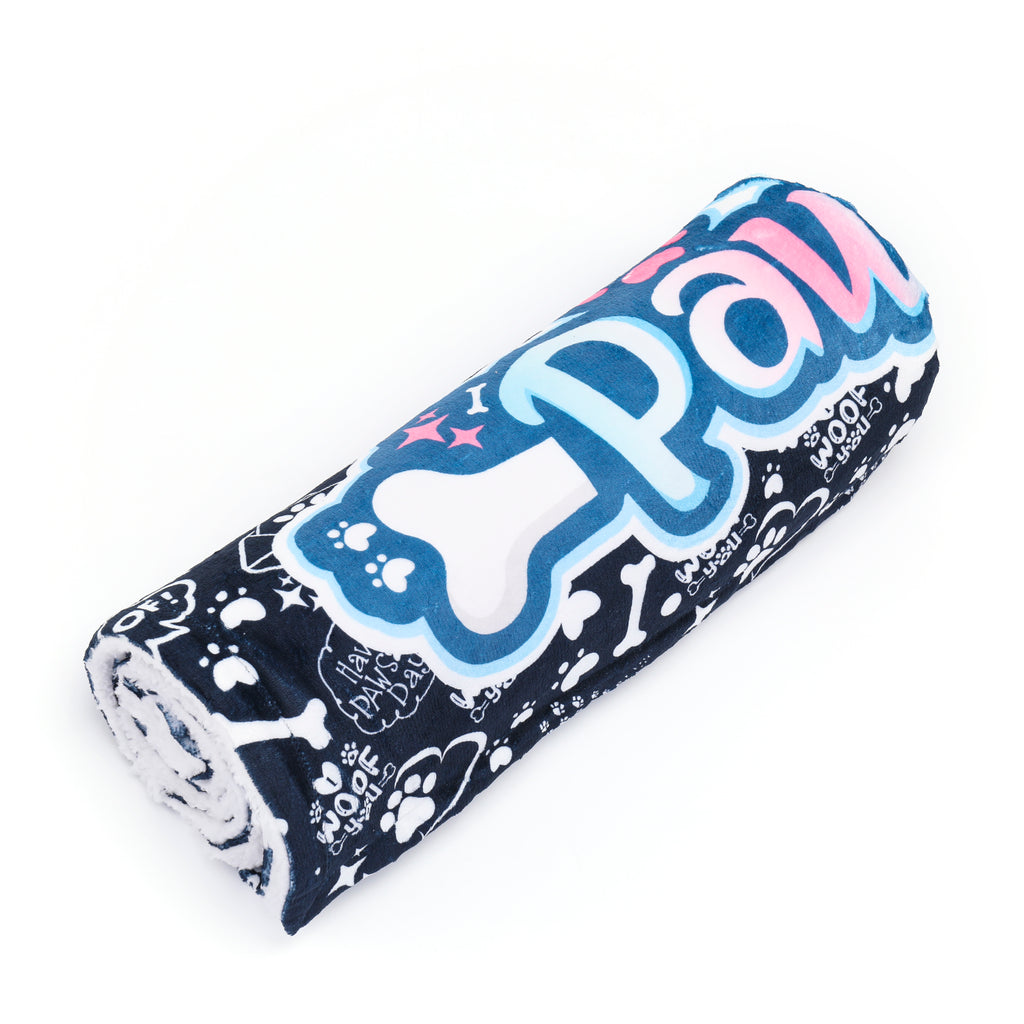 Navy - Totally Pawsome Fleece Blanket