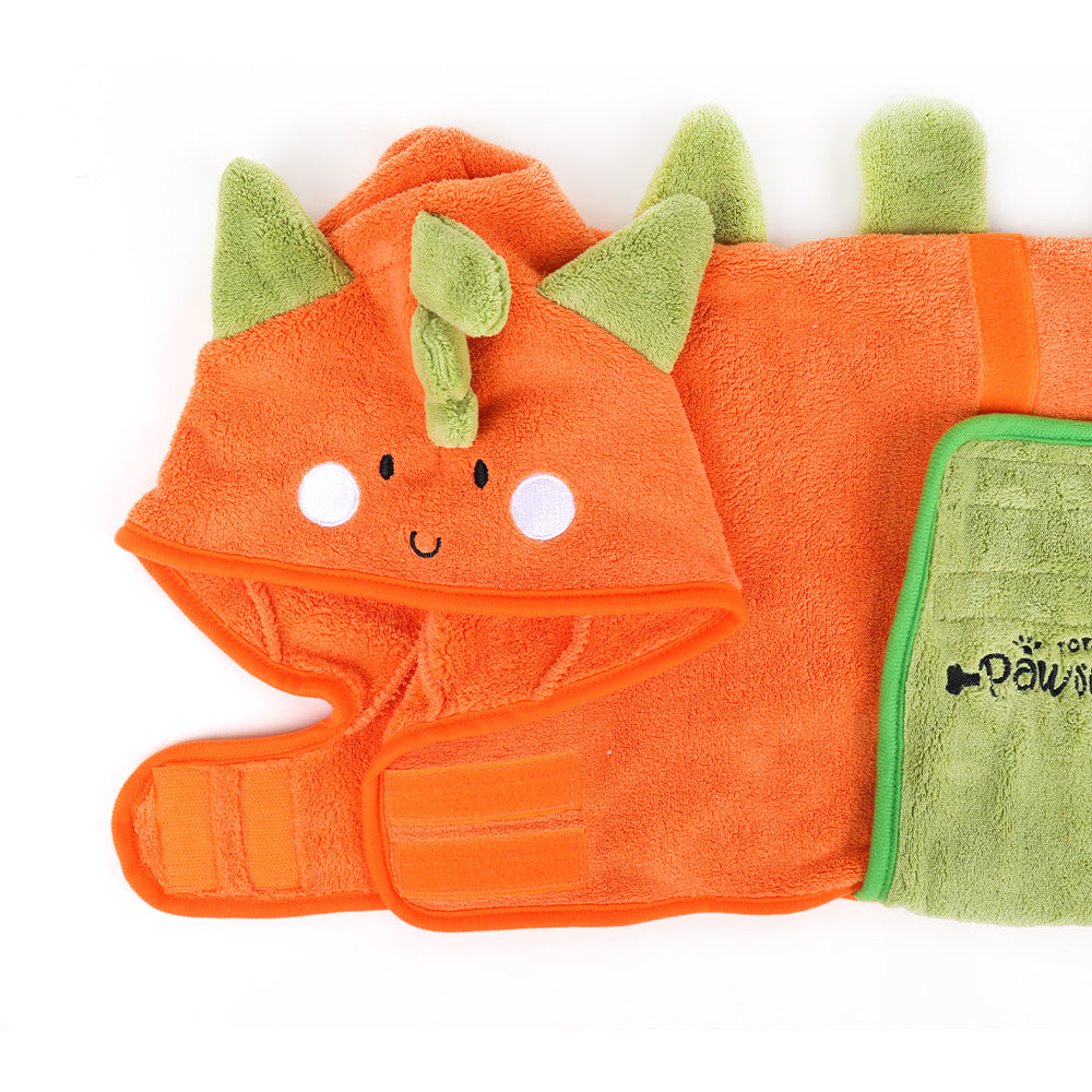 Orange Dinosaur Dog DryCoat for Dogs & Puppies