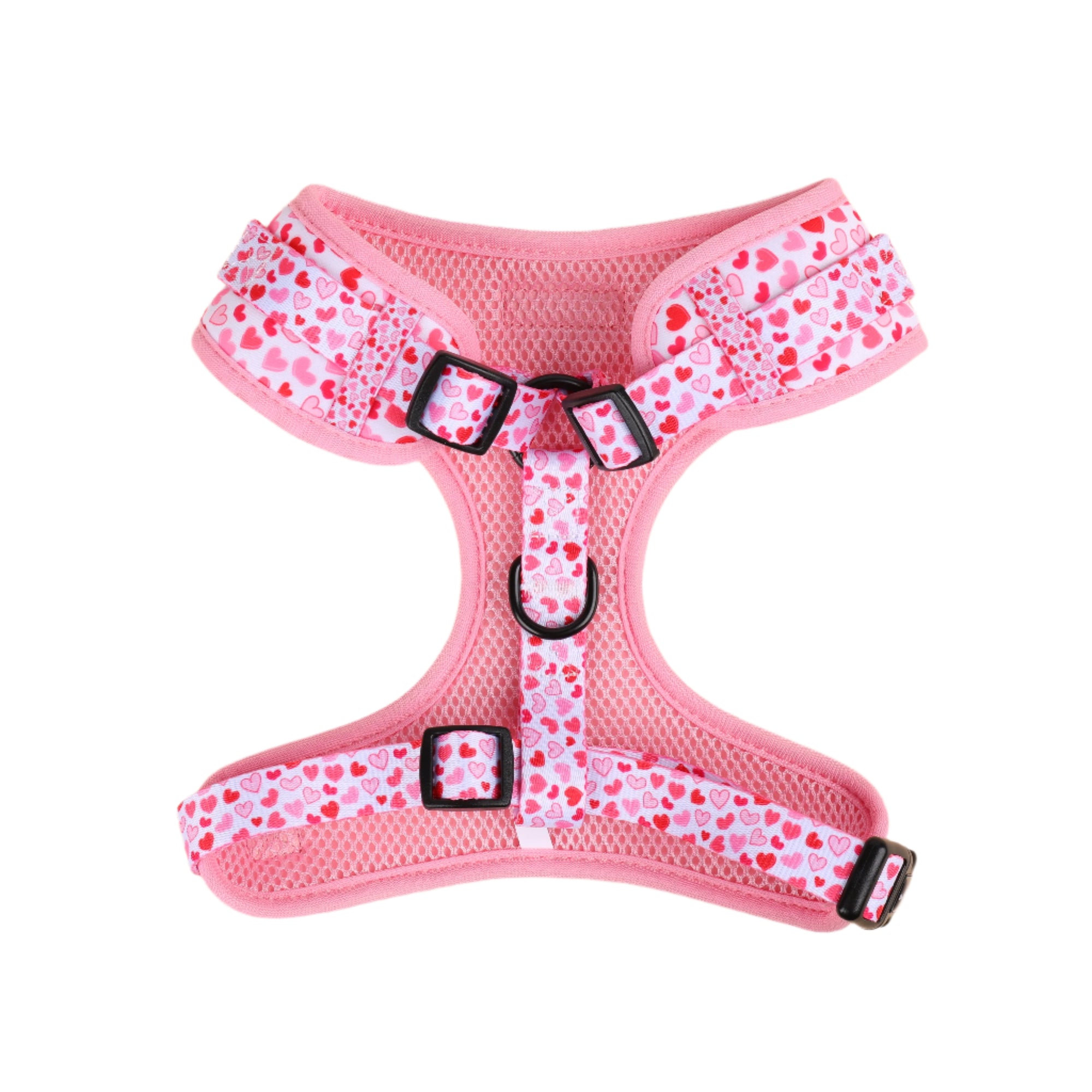 Pink Hearts adjustable neck Harness Back