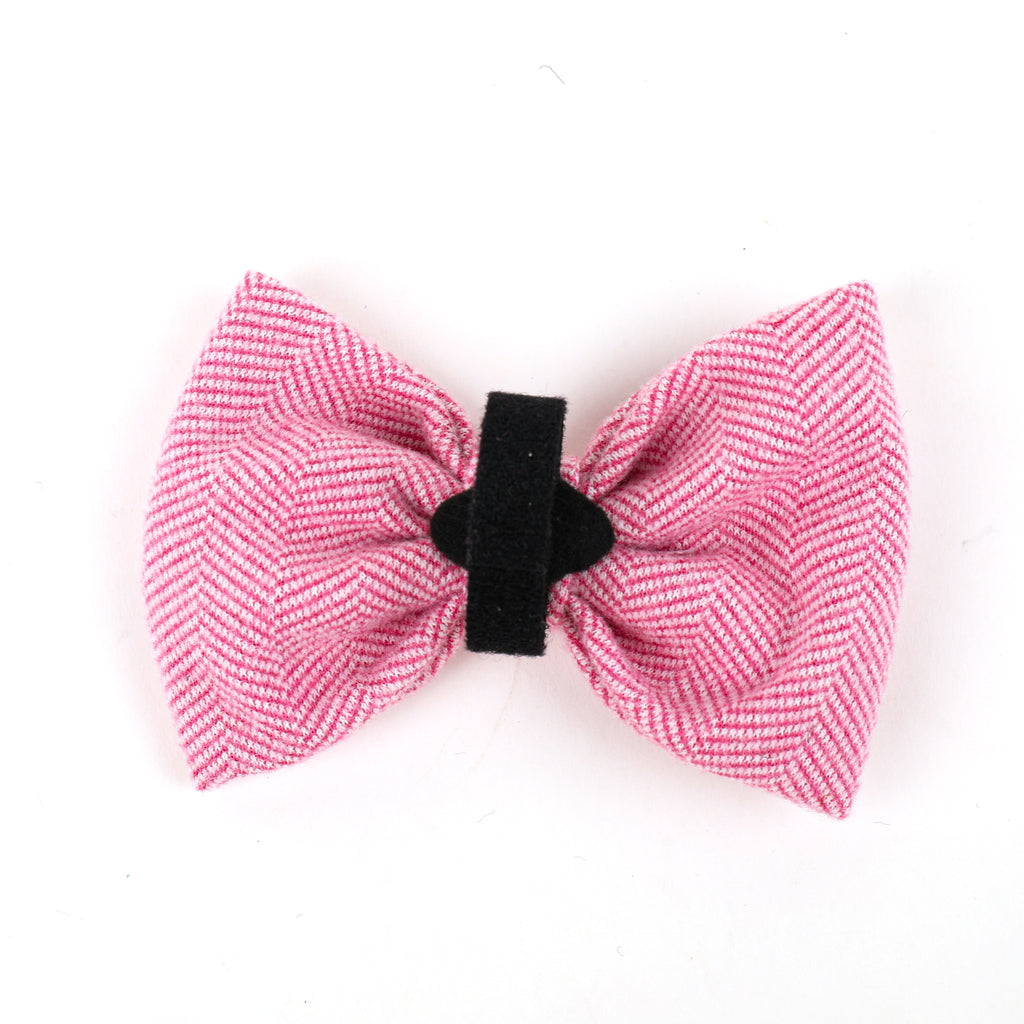 Pink Tweed Dog Bow Tie 