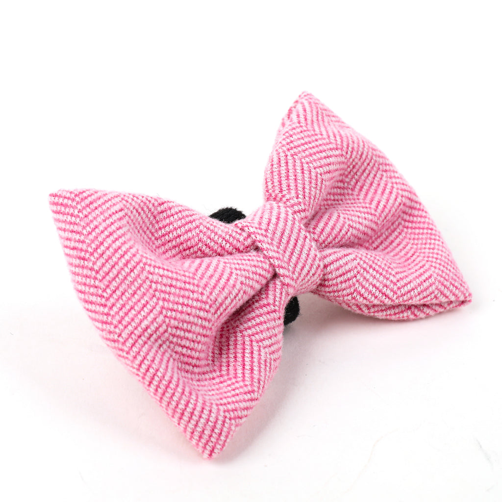 Pink Tweed Dog Bow Tie
