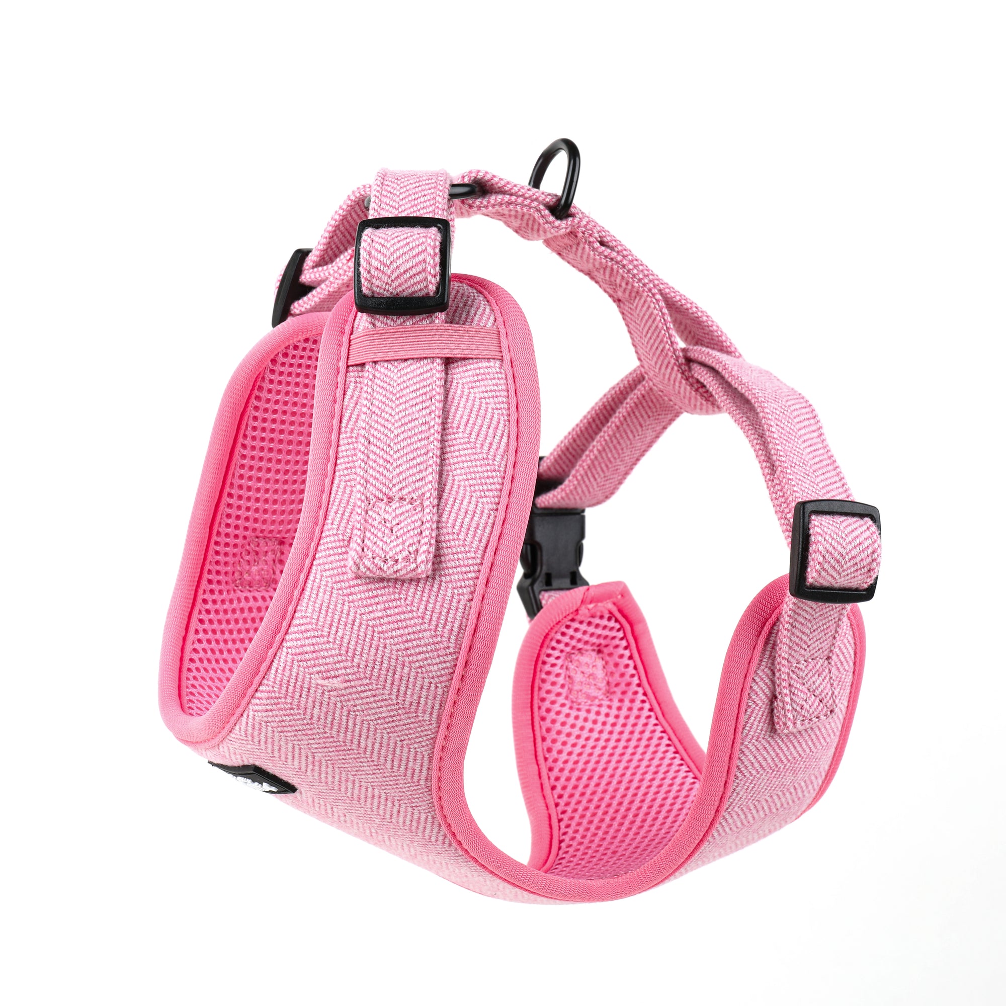 Pink Tweed Dog Harness - Side