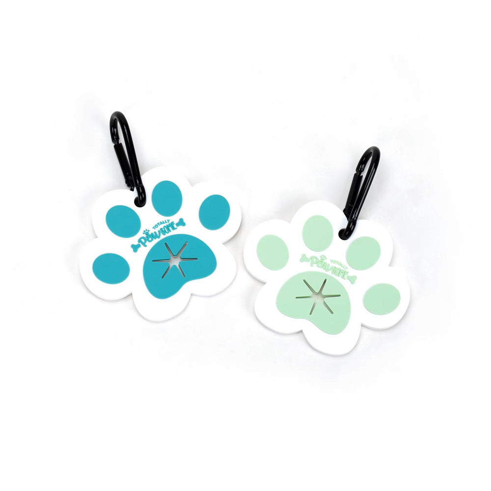 Green and teal poop bag clip