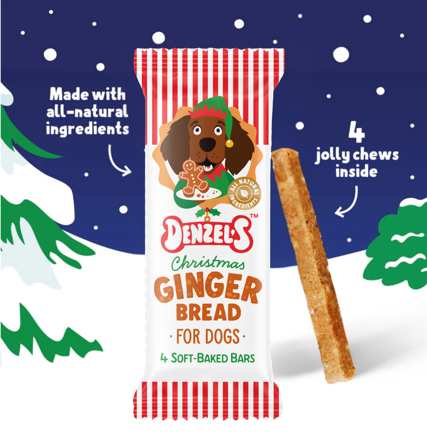Denzel's Christmas Gingerbread Bread Bars - For Dogs