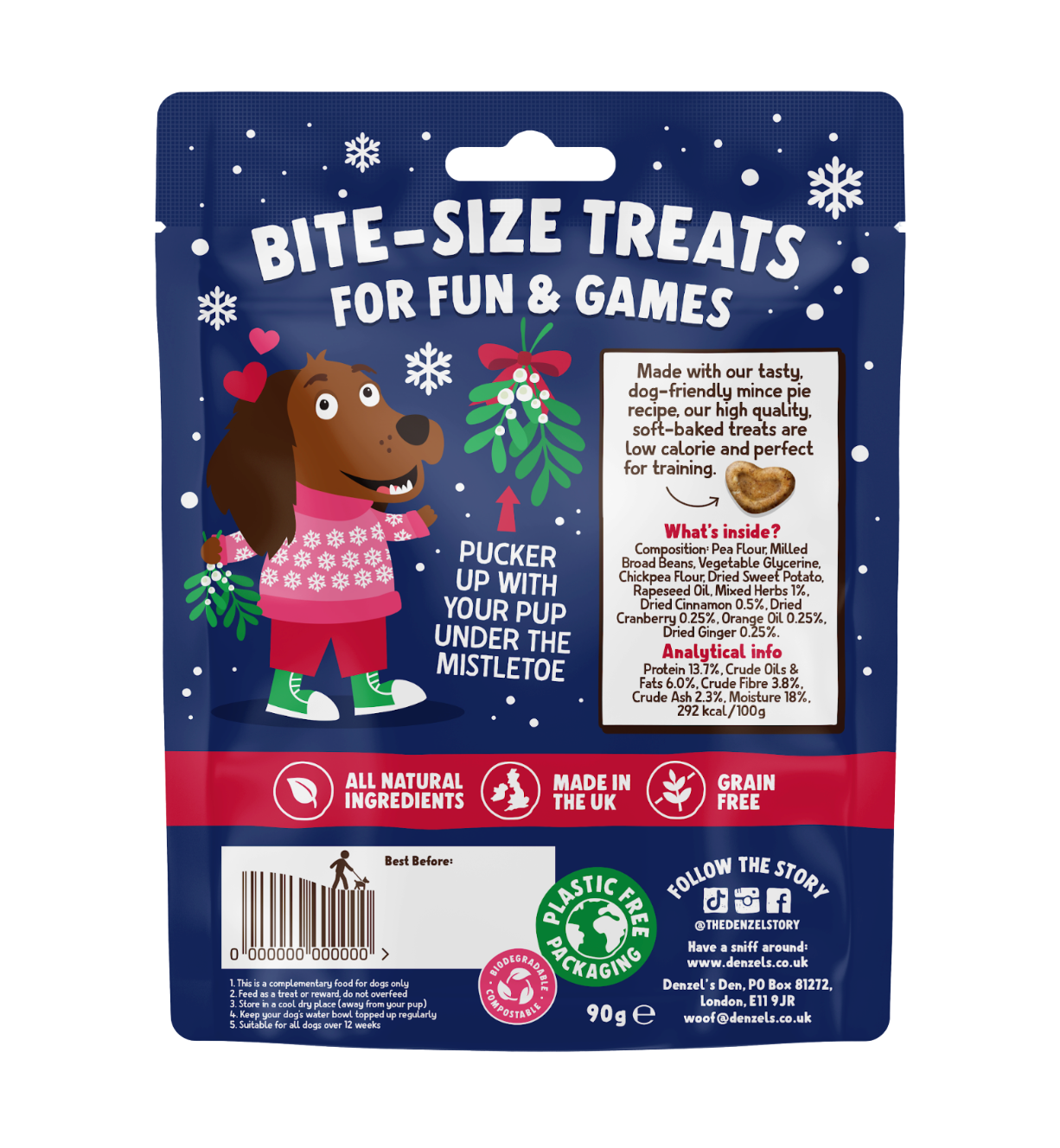 Denzel's - Mistletoe Kisses Mince Pie Treats - For Dogs & Puppies