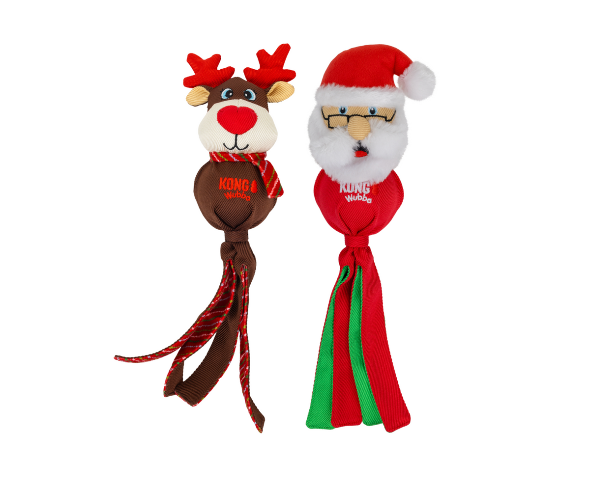KONG Holiday Wubba Reindeer & Santa Assorted Large