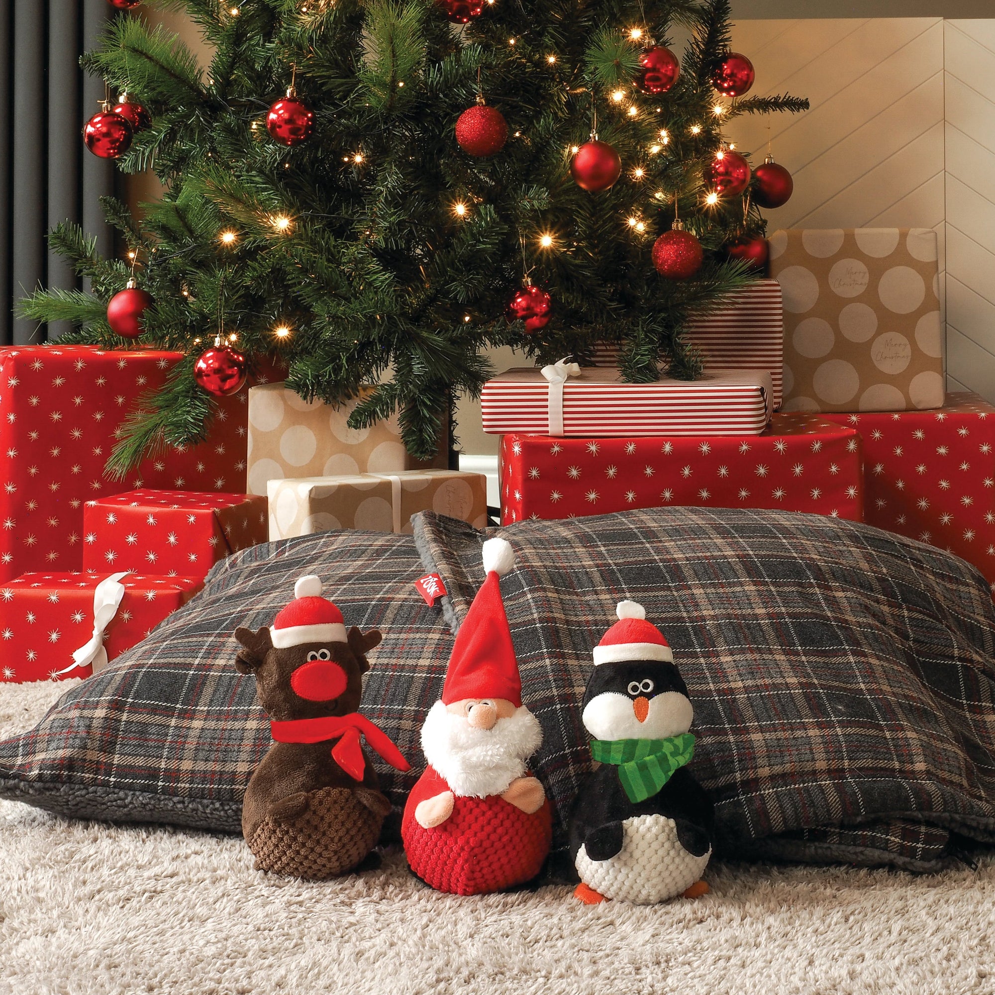 Super Bouncy Rudolph, Penguin and Santa Dog Toy - Totally Pawsome