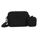 Teddy Black dog Walking Bag  view from the back including treat pouch and teddy strap