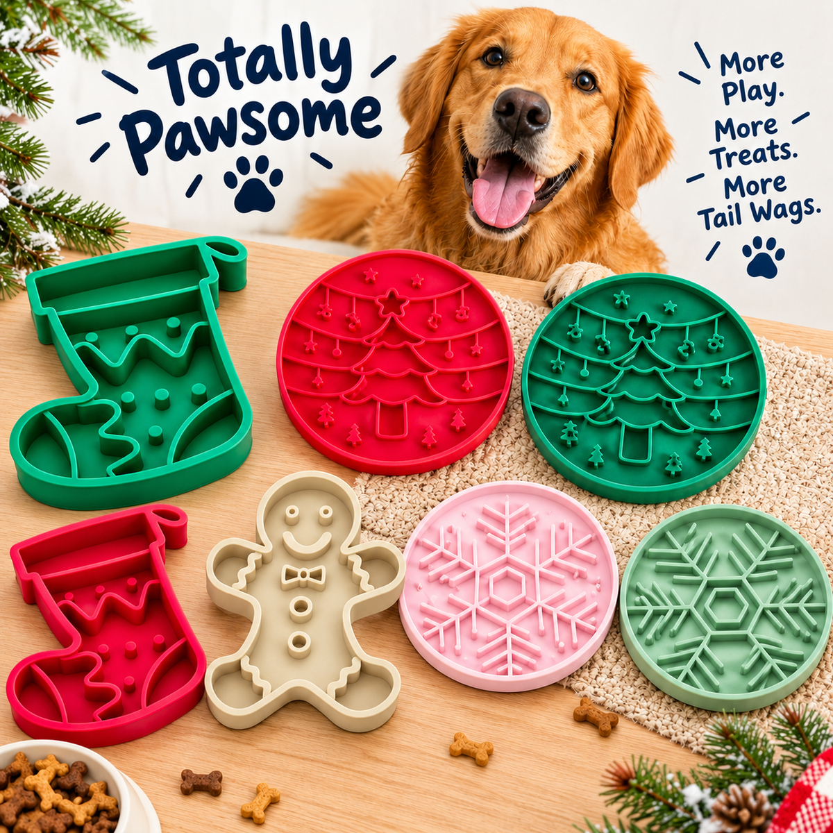 Christmas Slow Feeder Bowls For Dogs & Cats