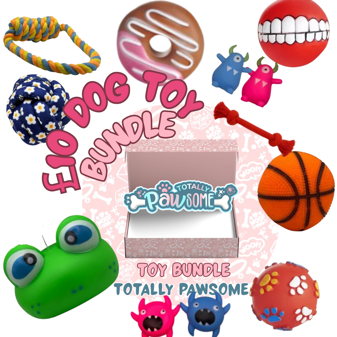 £10 Squeak & Rope Dog Toy Bundle