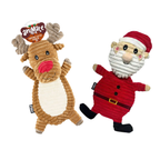 Christmas Santa & Reindeer Flattie Dog Toys