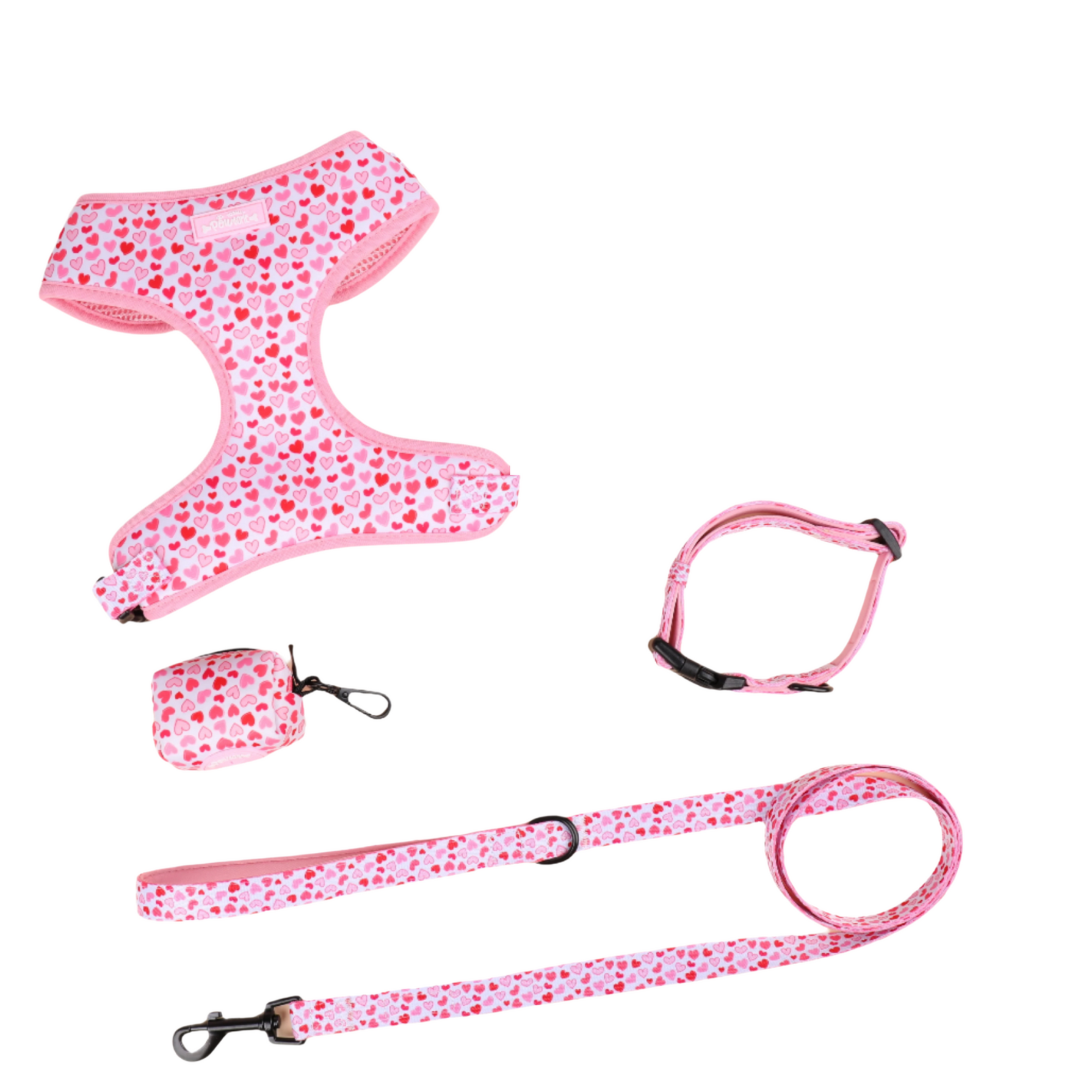 I woof You - 4 Piece Bundle - Dog Harness, Collar, Lead & Poop Bag Holder