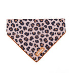 Leopard print bandana with a brand logo on a white background
