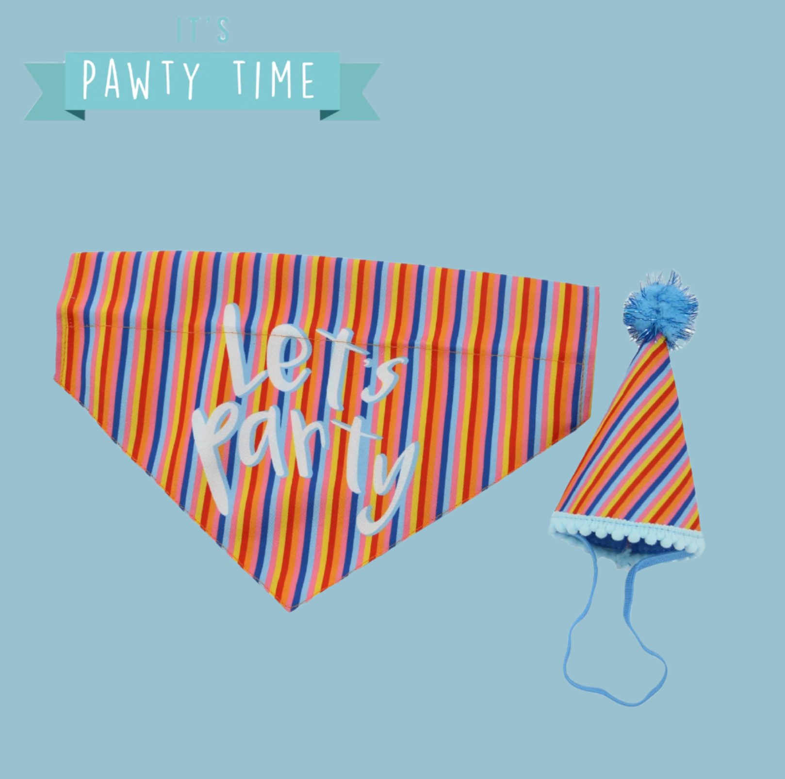 birthday striped bandana dog