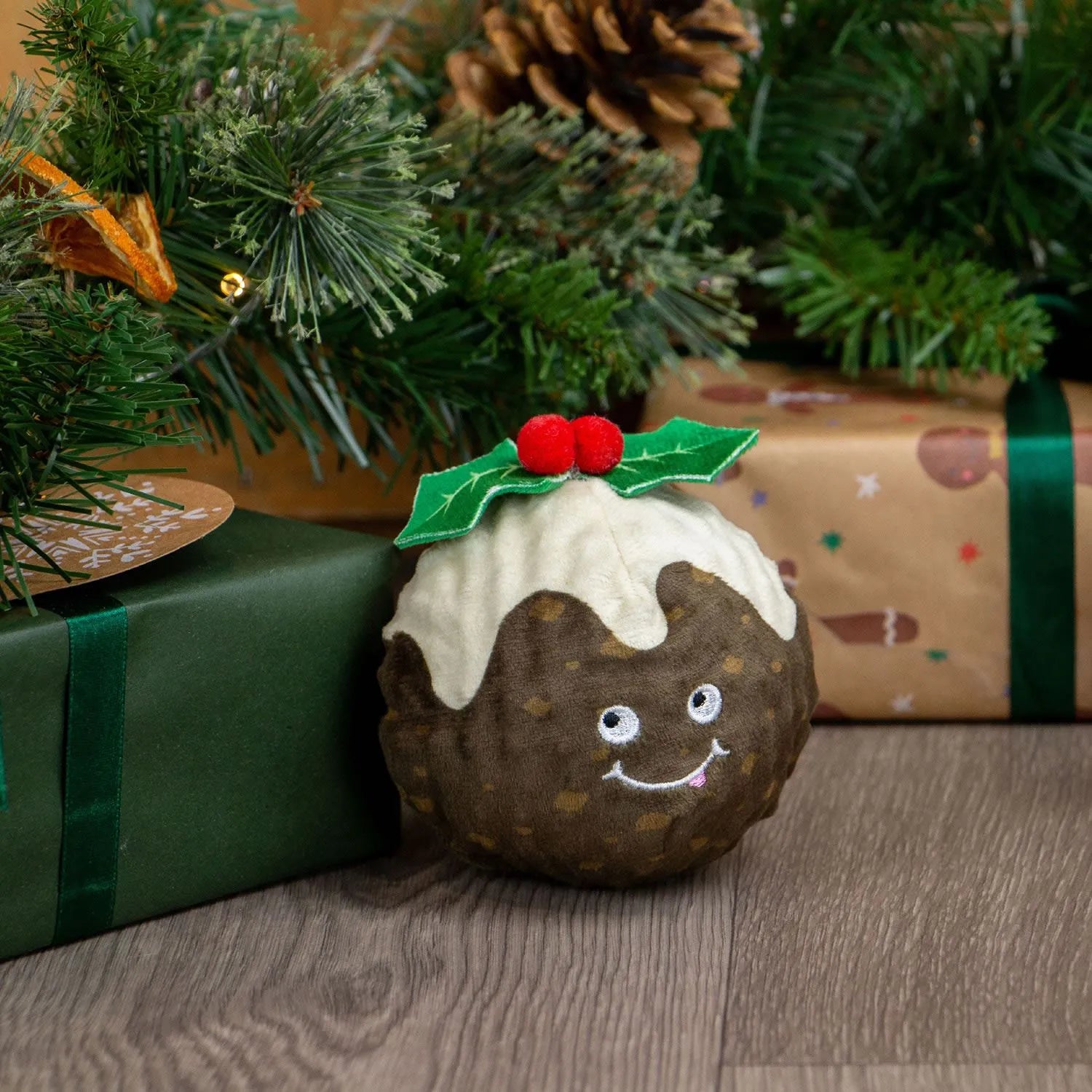 Bouncing Colin Junior Christmas Pudding Plush Dog Toy