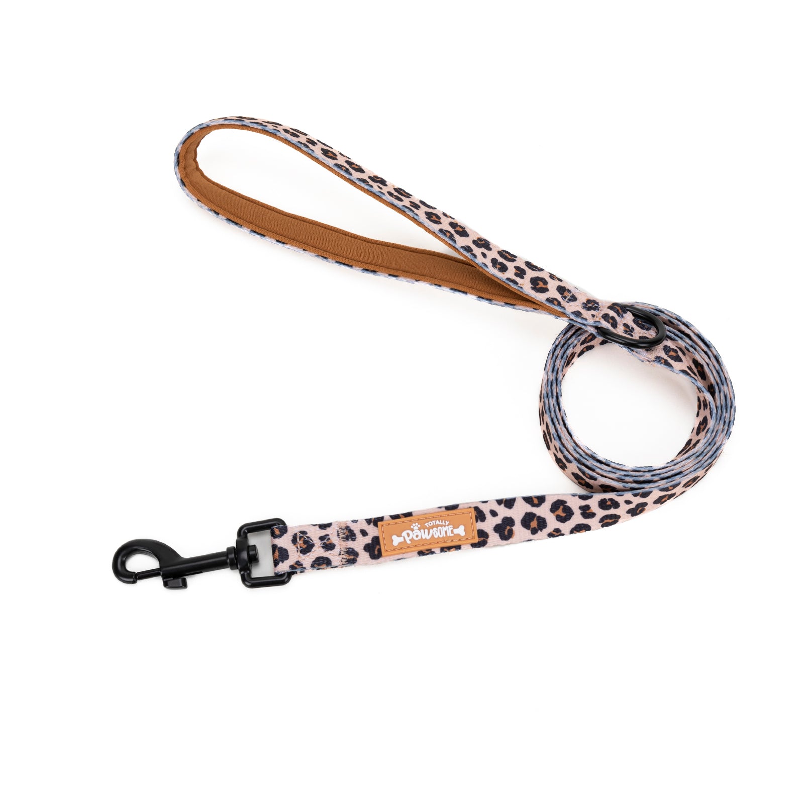 Leash with leopard print pattern on a white background