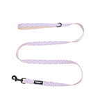 Dog leash with pink and white pattern on a white background