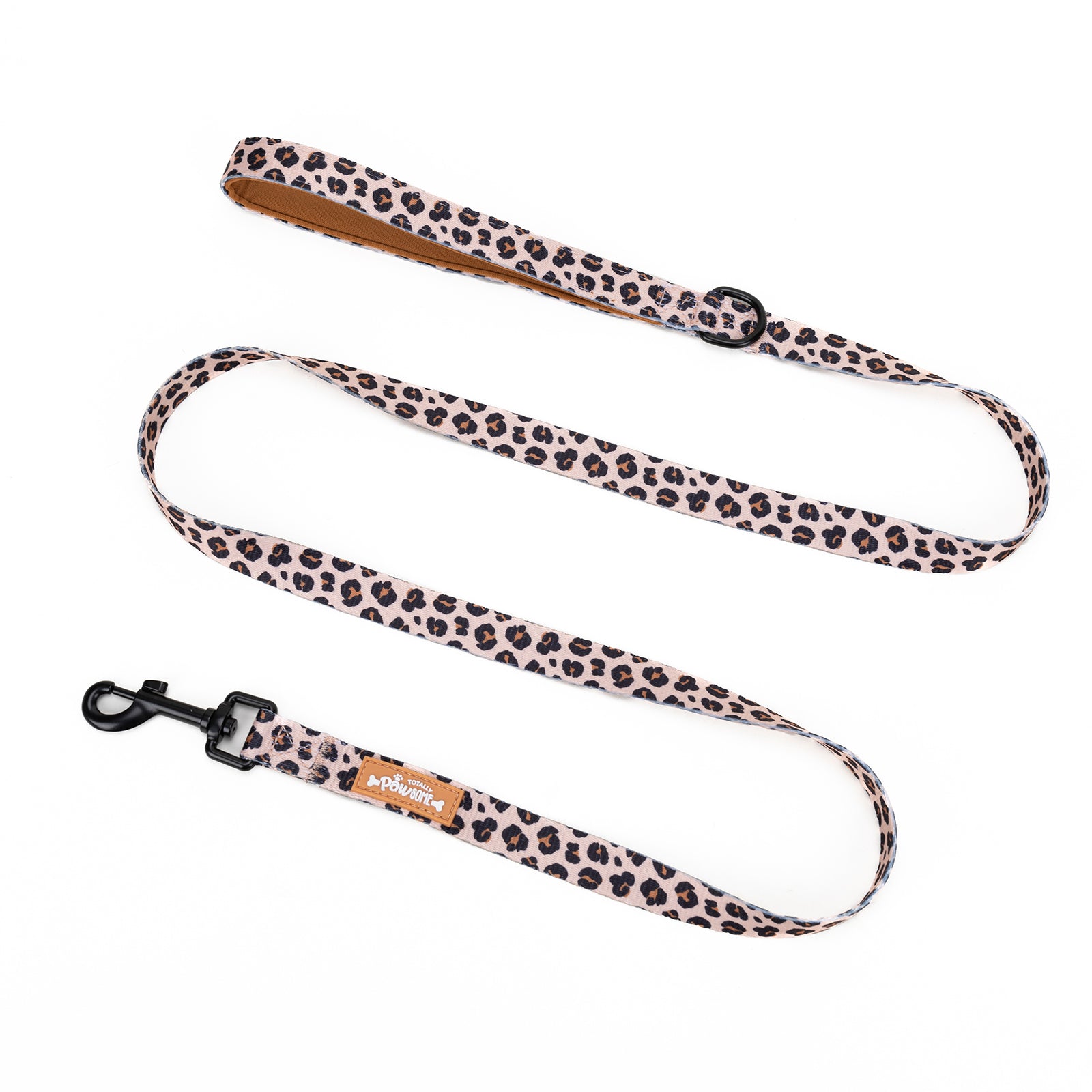 Leash with leopard print pattern on a white background