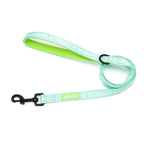 Dog leash with text on a white background