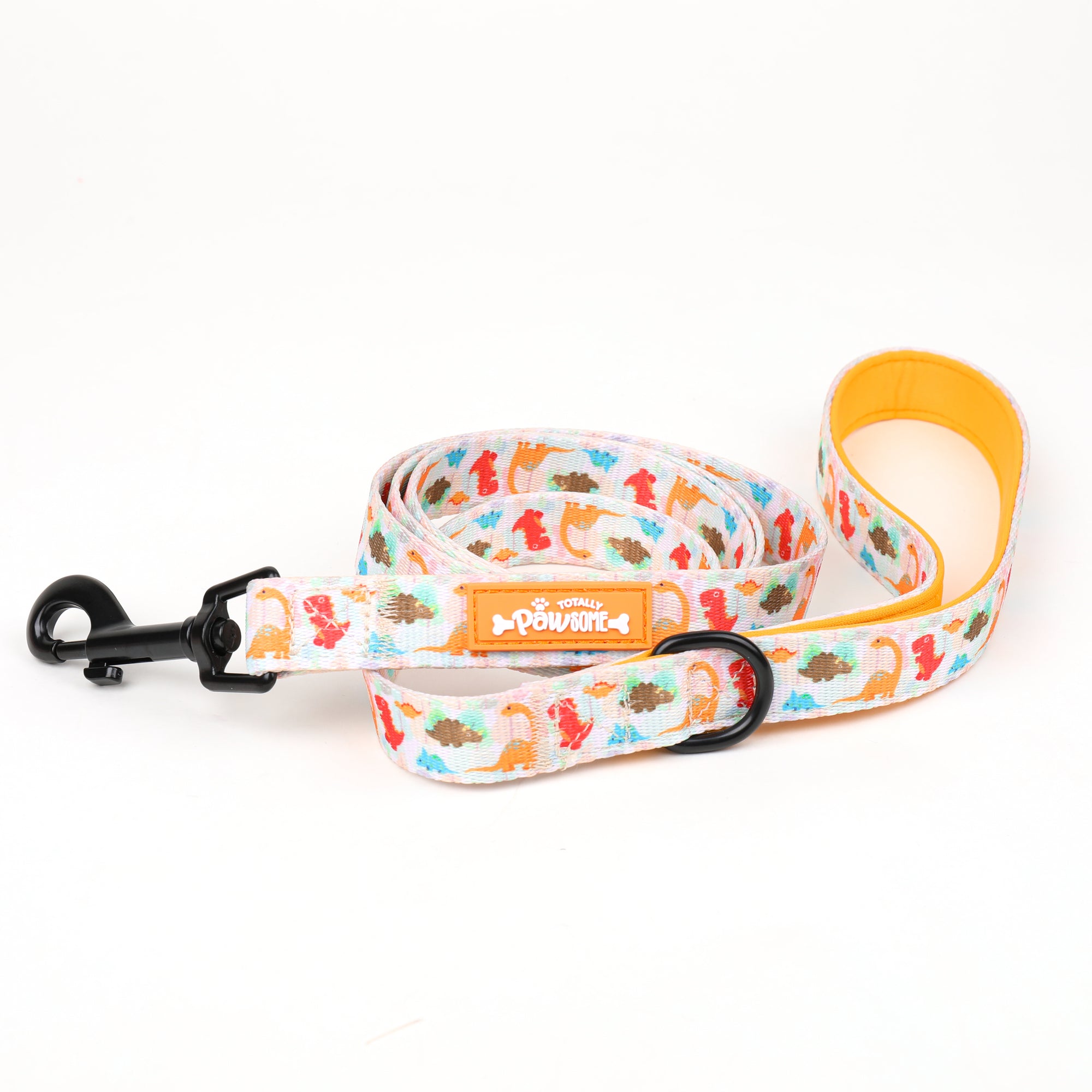 orange dog lead coiled up showing the totally pawsome logo