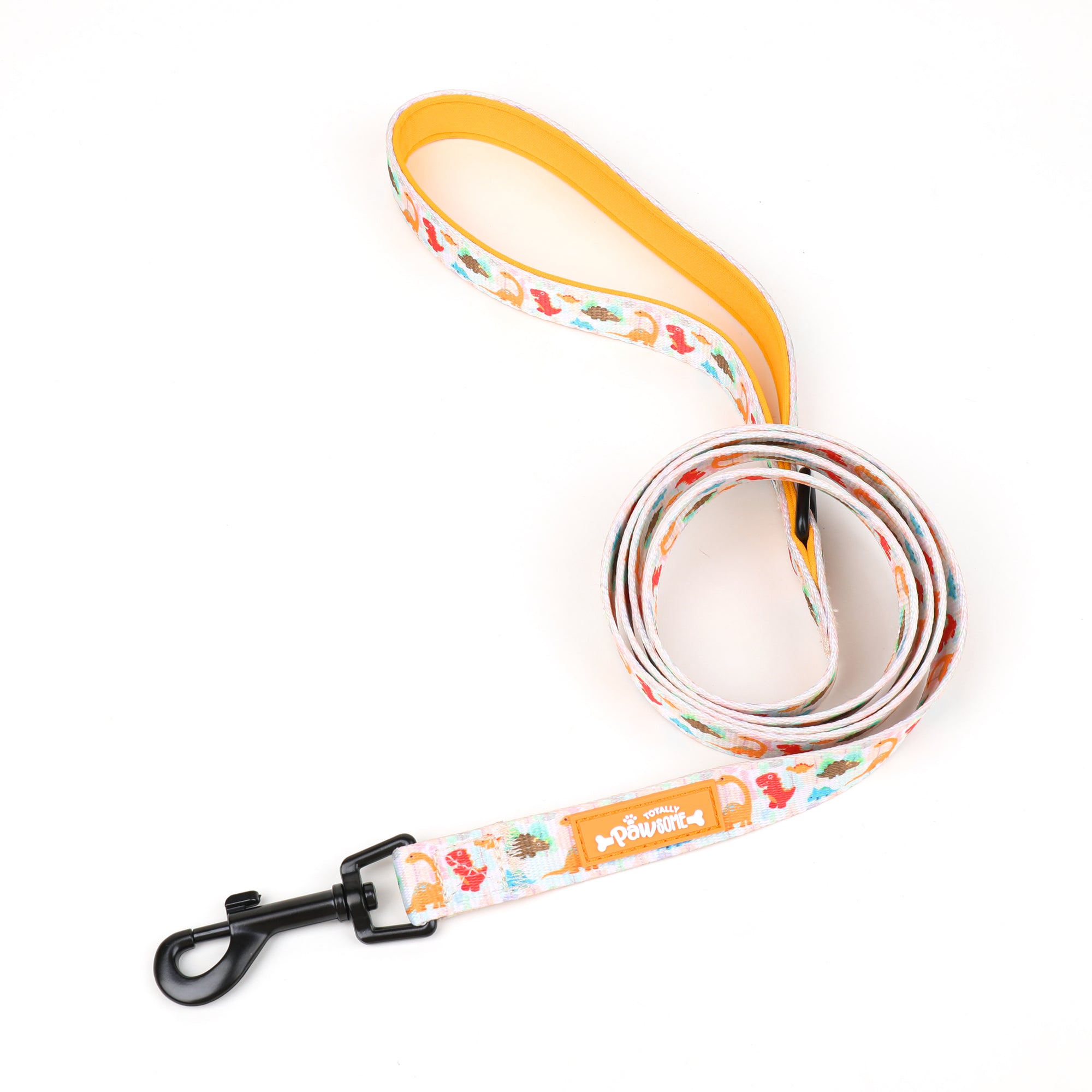 orange dinosaur dog lead